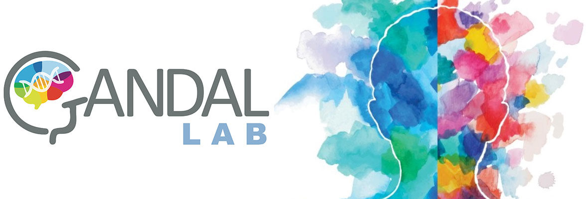 Gandal Lab logo with multicolored head outline